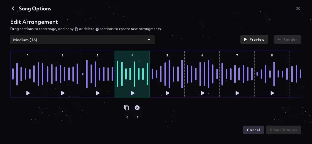 Interface d'arrangement de musiques de Boomy