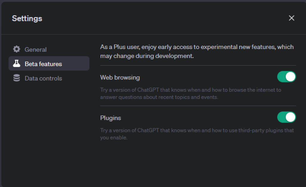 ChatGPT - Activer l’option Web Browsing
