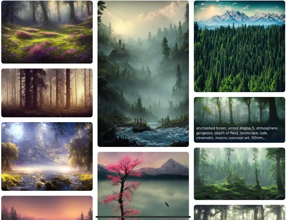 Galerie d'images créées avec l'IA Imagine de Magic Studio.