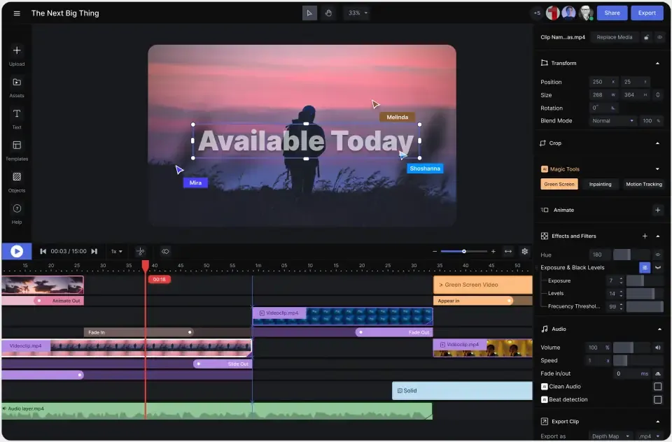 Runway ML - Interface de montage vidéo.