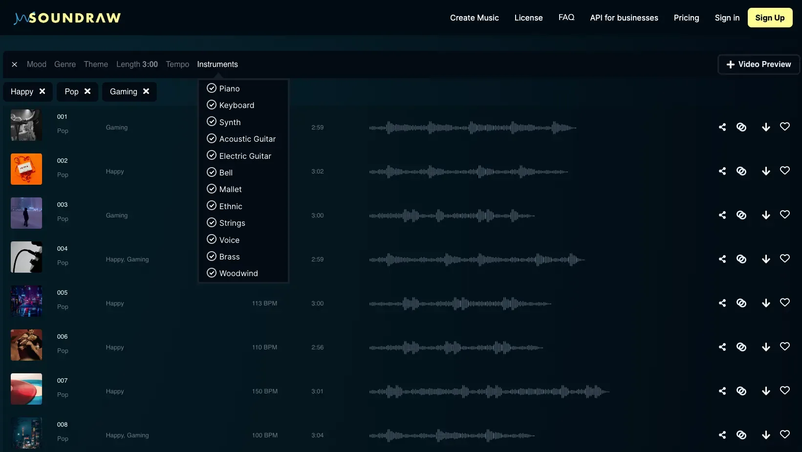 Soundraw : Affiner les paramètres de génération des compositions musicales.