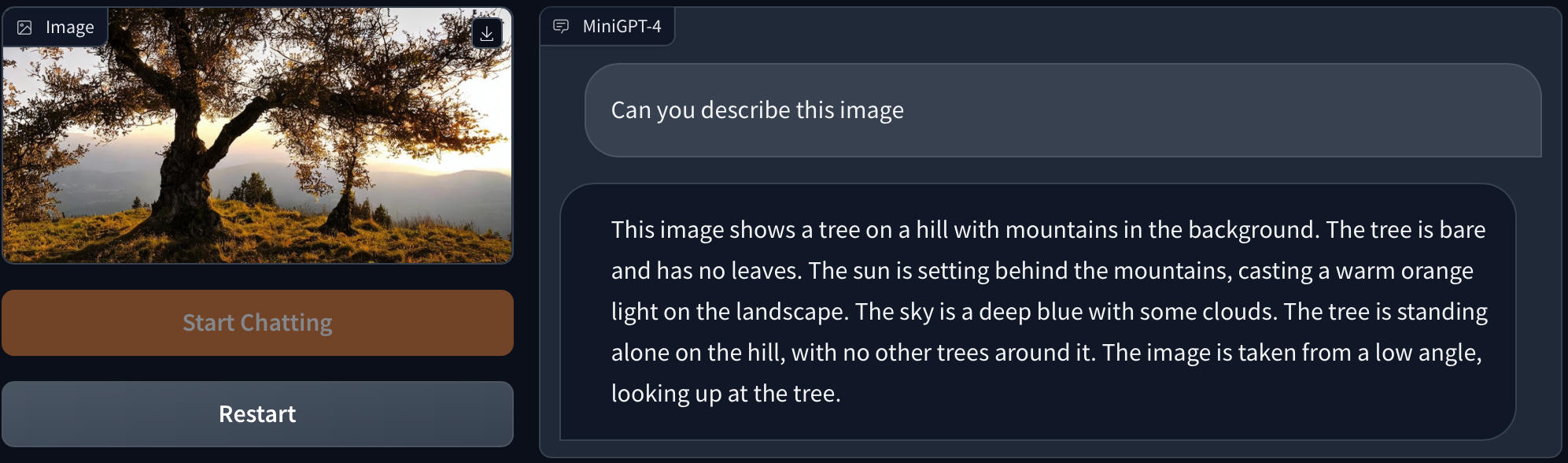 Description d'une image de paysage complexe avec MiniGPT-4